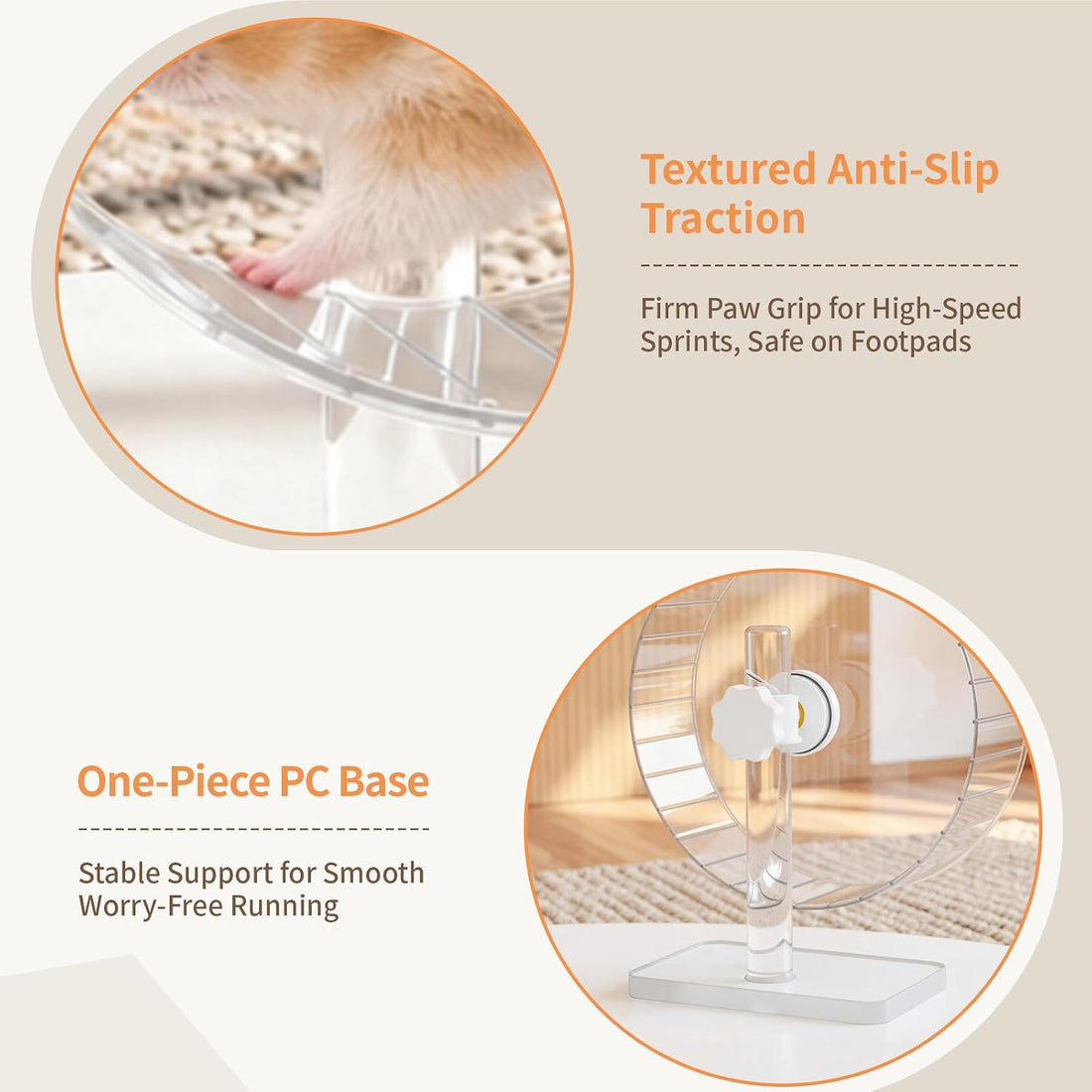 11" Silent Hamster Wheel - Clear Running Wheel
