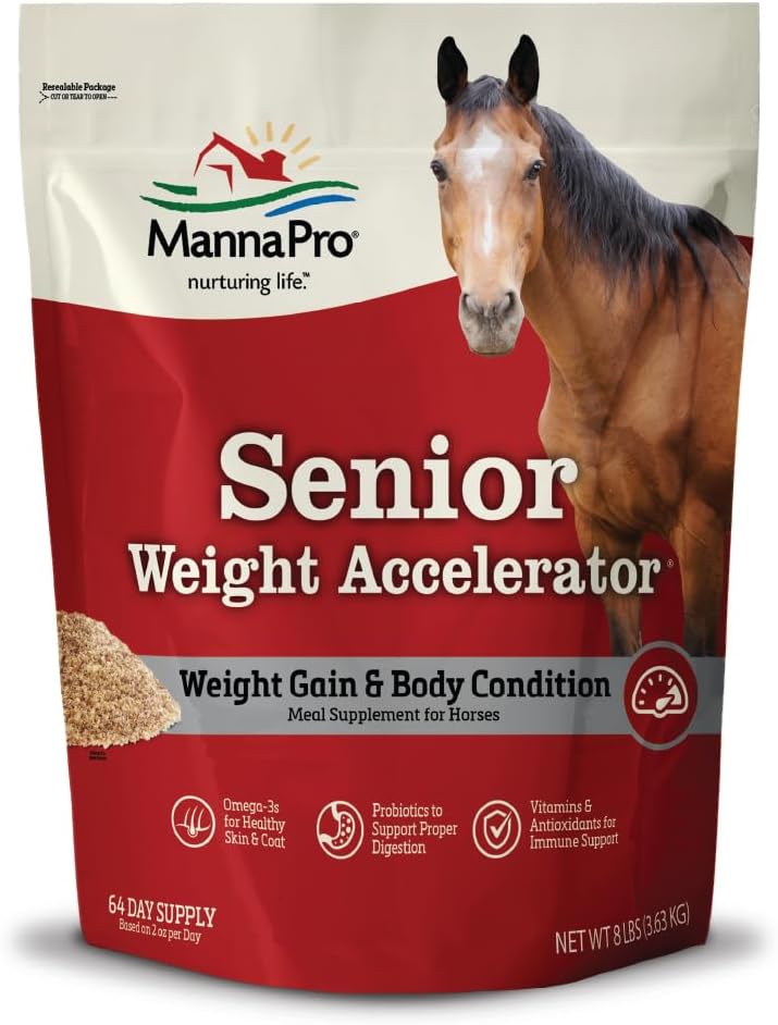 Manna Pro Weight Accelerator Horse Supplement, Meal Topper, Omega-3