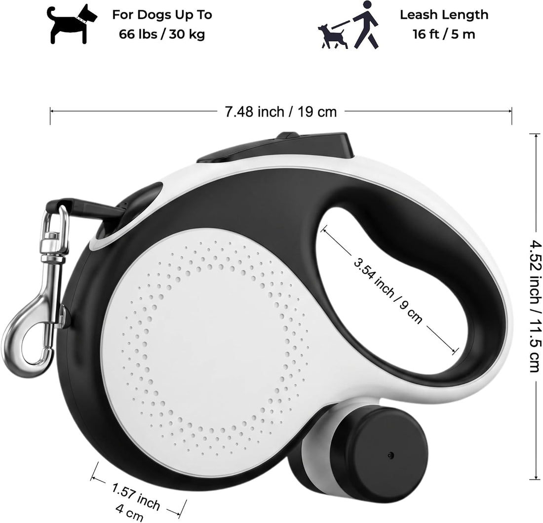 Retractable Dog Leash, White