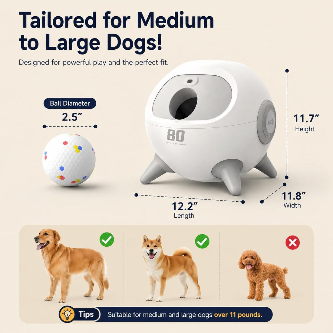 uahpet Automatic Ball Launcher for Dogs with Obstacle Detection