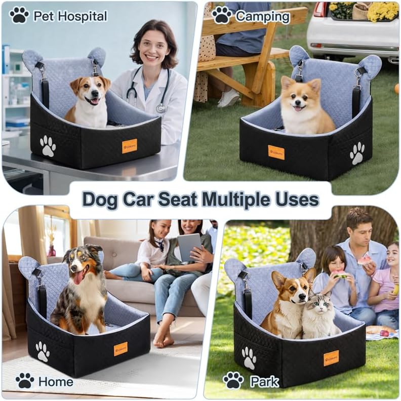 Dog Car Seats for Small/Medium Dogs up to 33lbs(Grey Black).