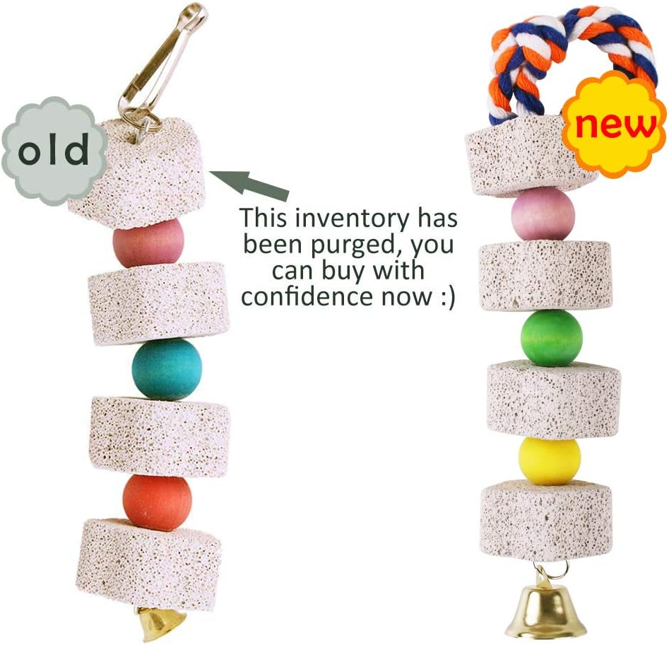 Unibene Parrot Chewing Toy, Bird Beak Grinding Stone with Bell