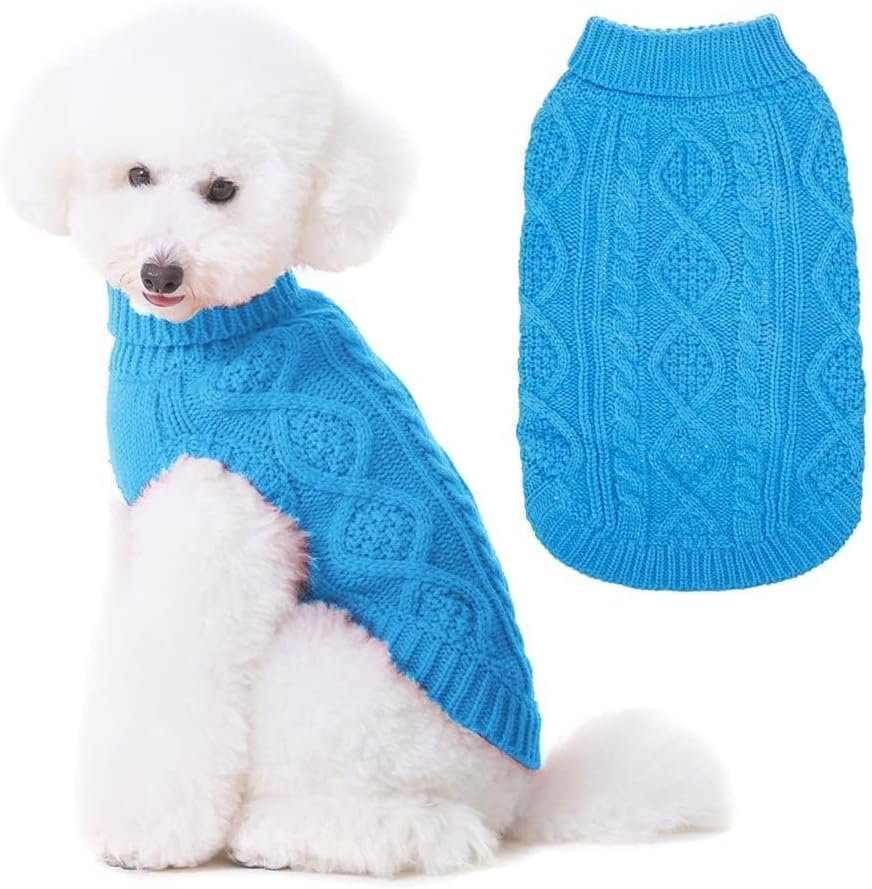 BINGPET Dog Sweater for Small Medium Dogs, Turtleneck Knitted Clothes