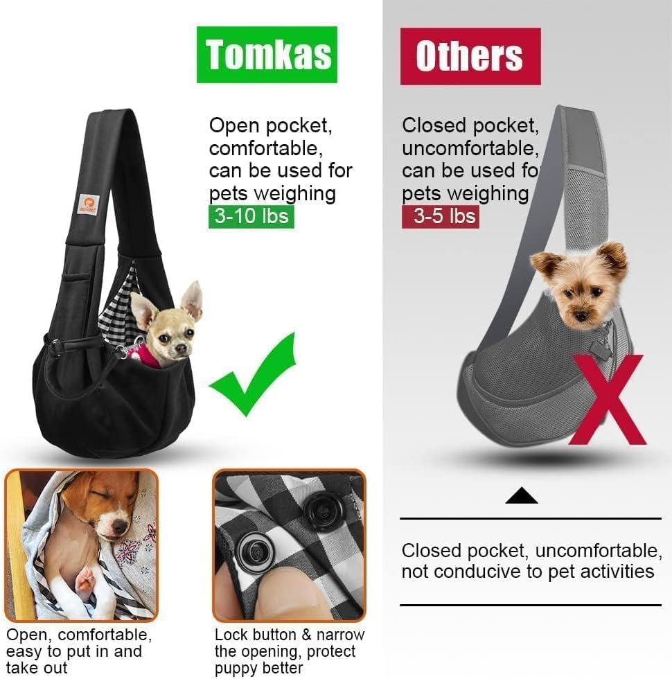 Tomkas Small Dog Sling Carrier - Classic Pocket & Classic Strap