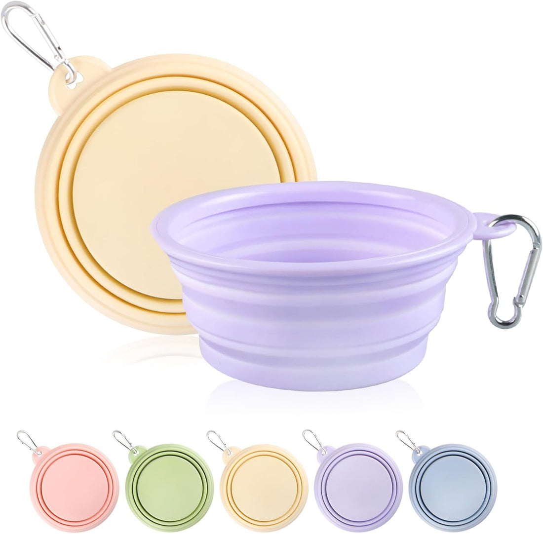Collapsible Dog Bowls 2-Pack, Portable Travel Dog Bowl with Carabiner