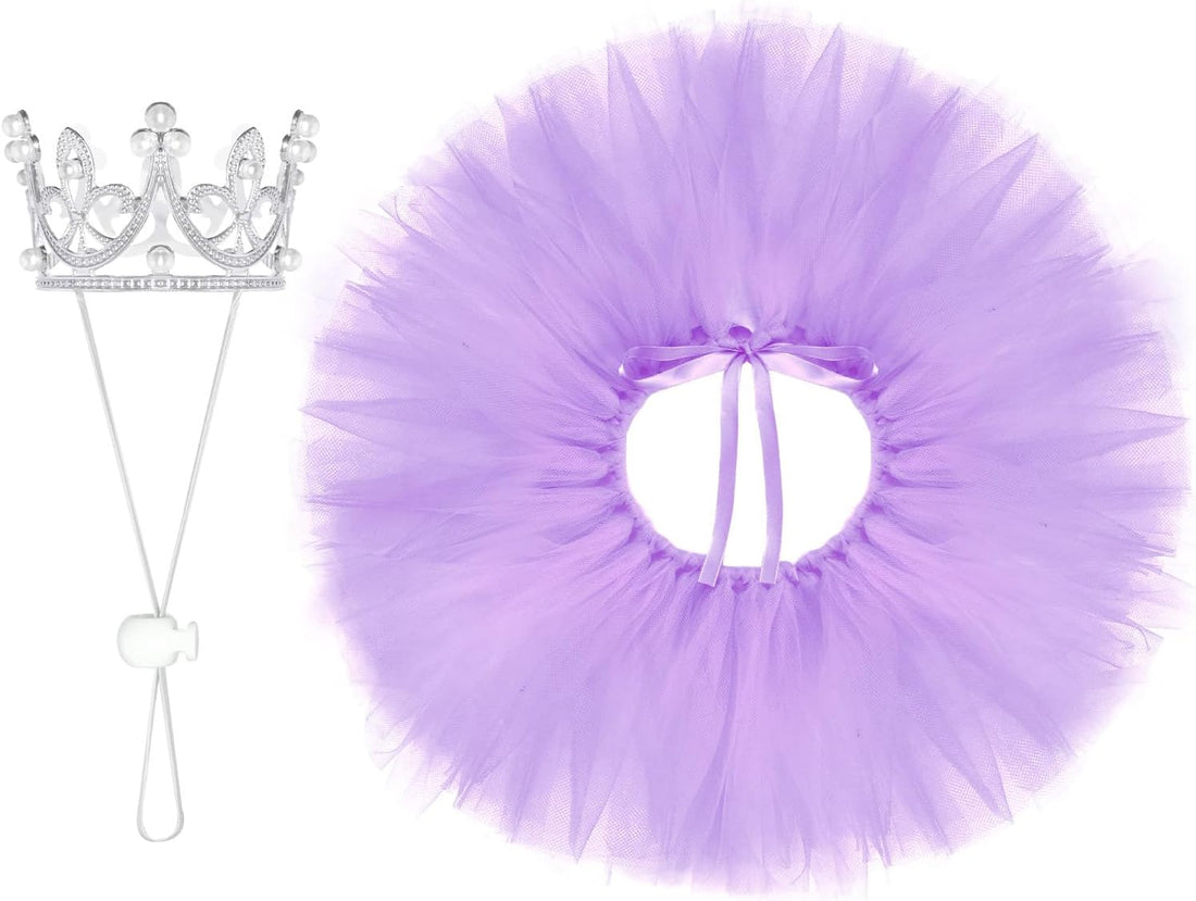 2 Pcs Dog Tutu Dress with Pearl Crown for Small Medium Pet Cat Dog