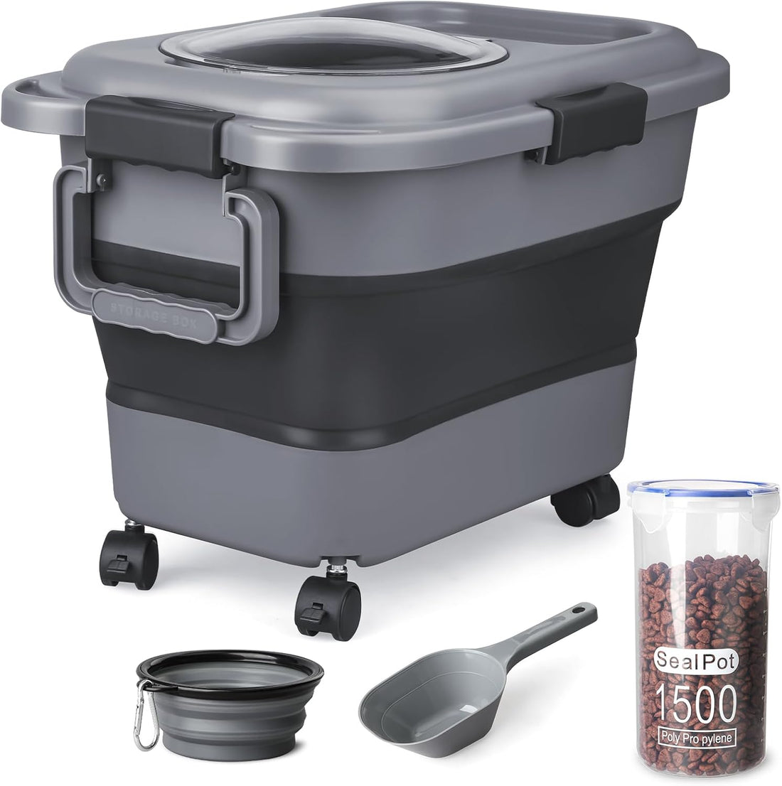 Dog Food Storage Container, 10-20 lbs Airtight Collapsible Cat Food