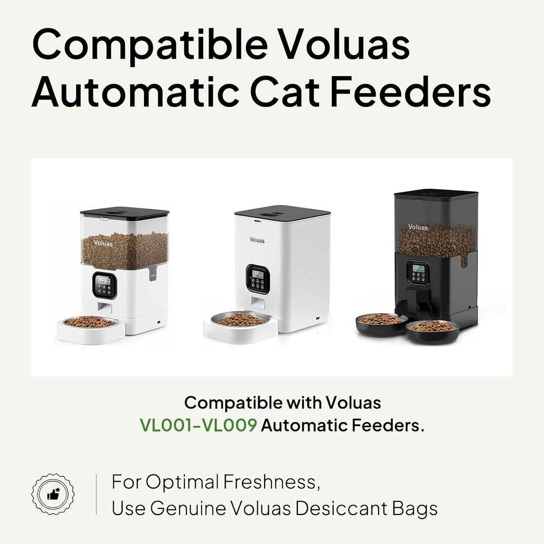 Voluas Pet Food Desiccant Bags for Automatic Feeders 12 Pack