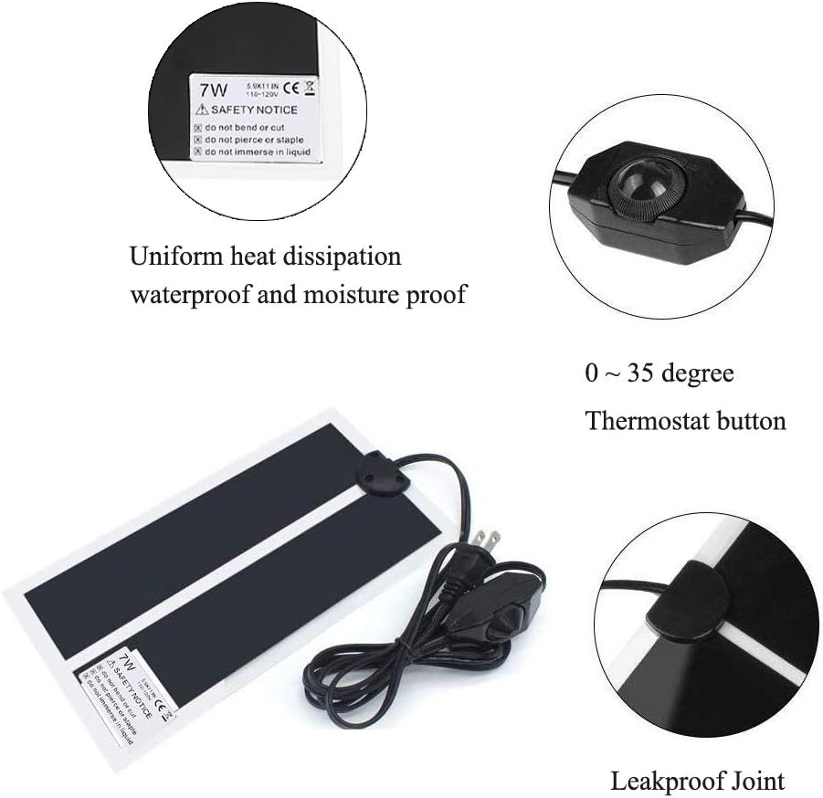 KABASI 2PCS Reptile Heating Mat with Temperature Control, 7W