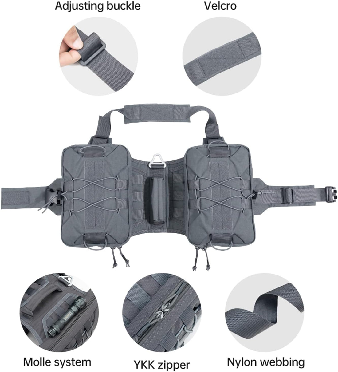 EXCELLENT ELITE SPANKER Nylon Dog Backpack with 2 Side Pockets