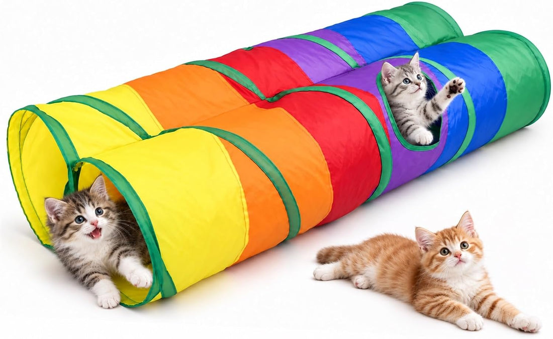 iCAGY Cat Tunnel for Indoor Cats Kittens Rabbits, Foldable Tunnel Toys