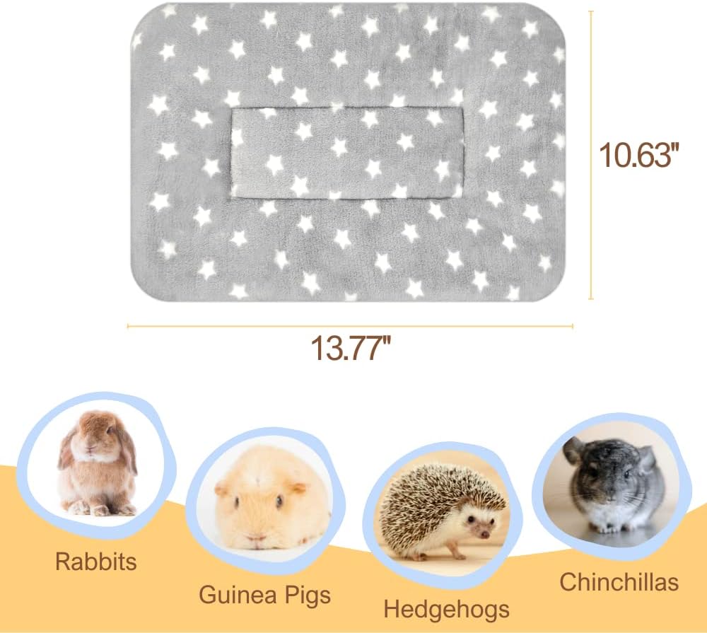 3PCS Rabbit Bed, Soft Bunny Bedding, Fleece Guinea Pig Blanket