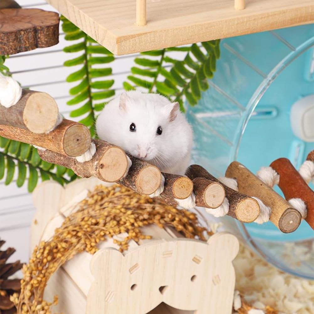 Joyzan Rope Ladder Bird Toy, Wood Stairs Climbing Activity Attachment