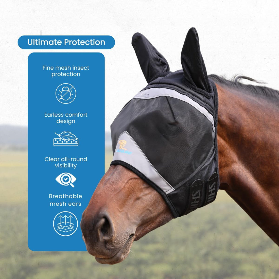 Shires FlyGuard Pro Fine Mesh Fly Mask with UV Protection
