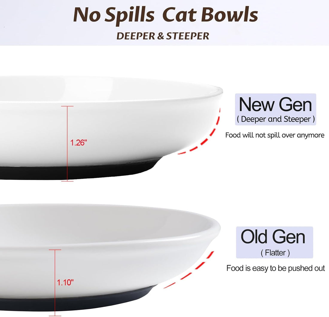 WROSWT No Spill Cat Bowls,Cat Food Bowl,Anti Whisker Fatigue Healthy