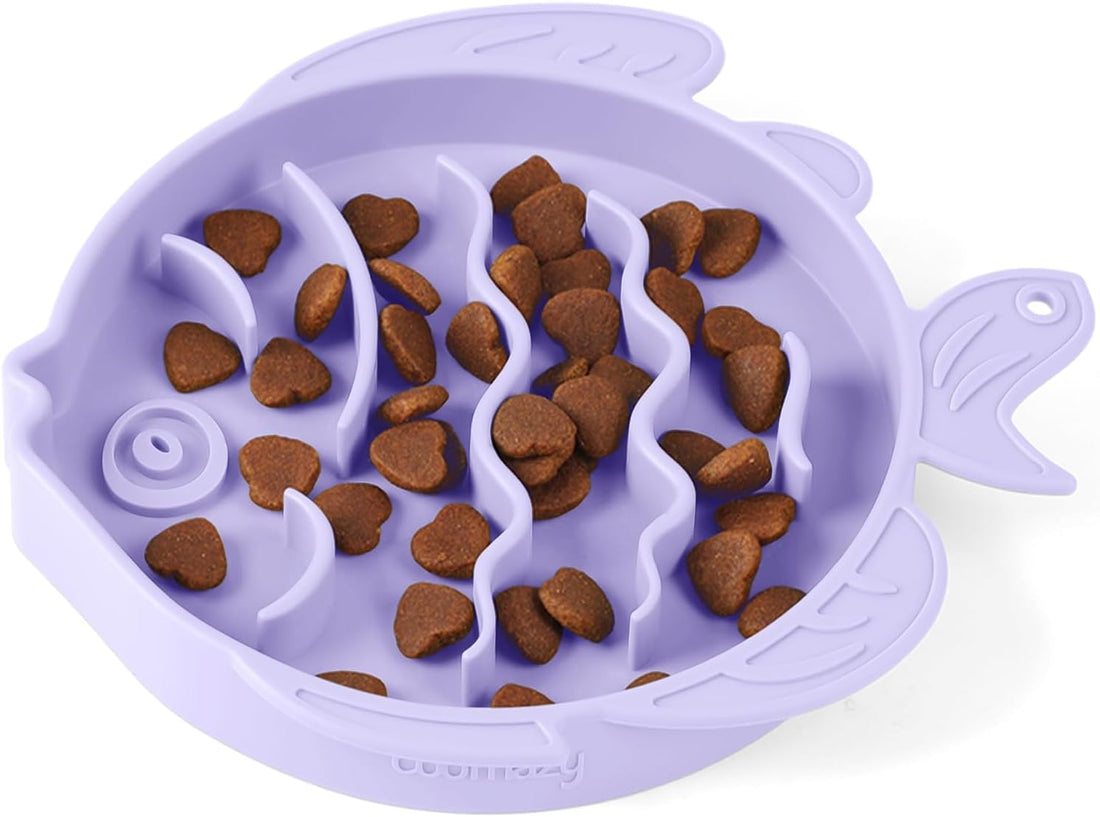 Coomazy Slow Feeder Cat Bowl Silicone Pet Puzzle Feeder for Slow
