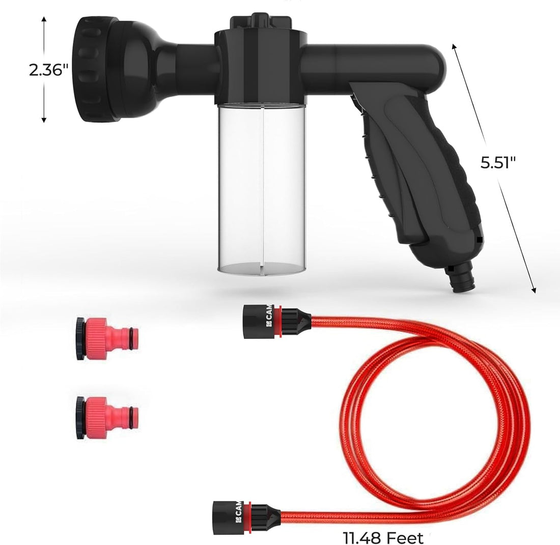 CAMPLUX Pet Washing Hose Attachment with Soap Dispenser, 11.48 FT Hose