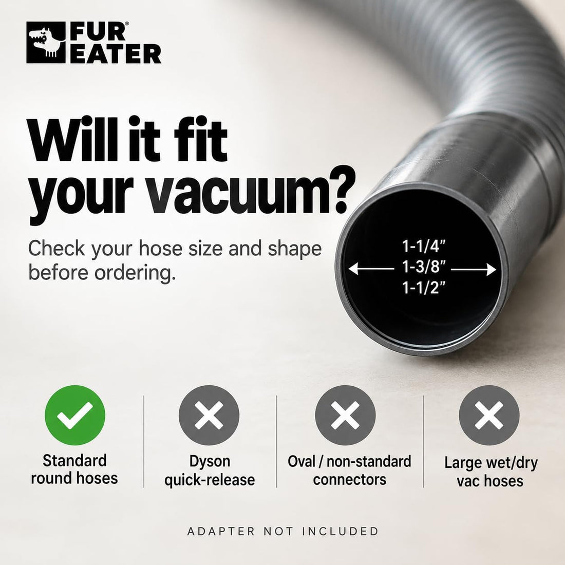 FUR-EEL PRO 2.0 Pet Hair Vacuum Attachment, Rubber Pet Hair Remover