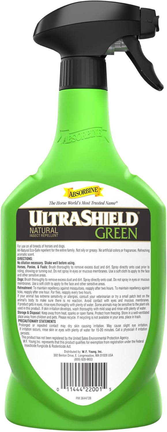 Absorbine UltraShield Green Natural Insect Repellent, 32 oz Sprayer