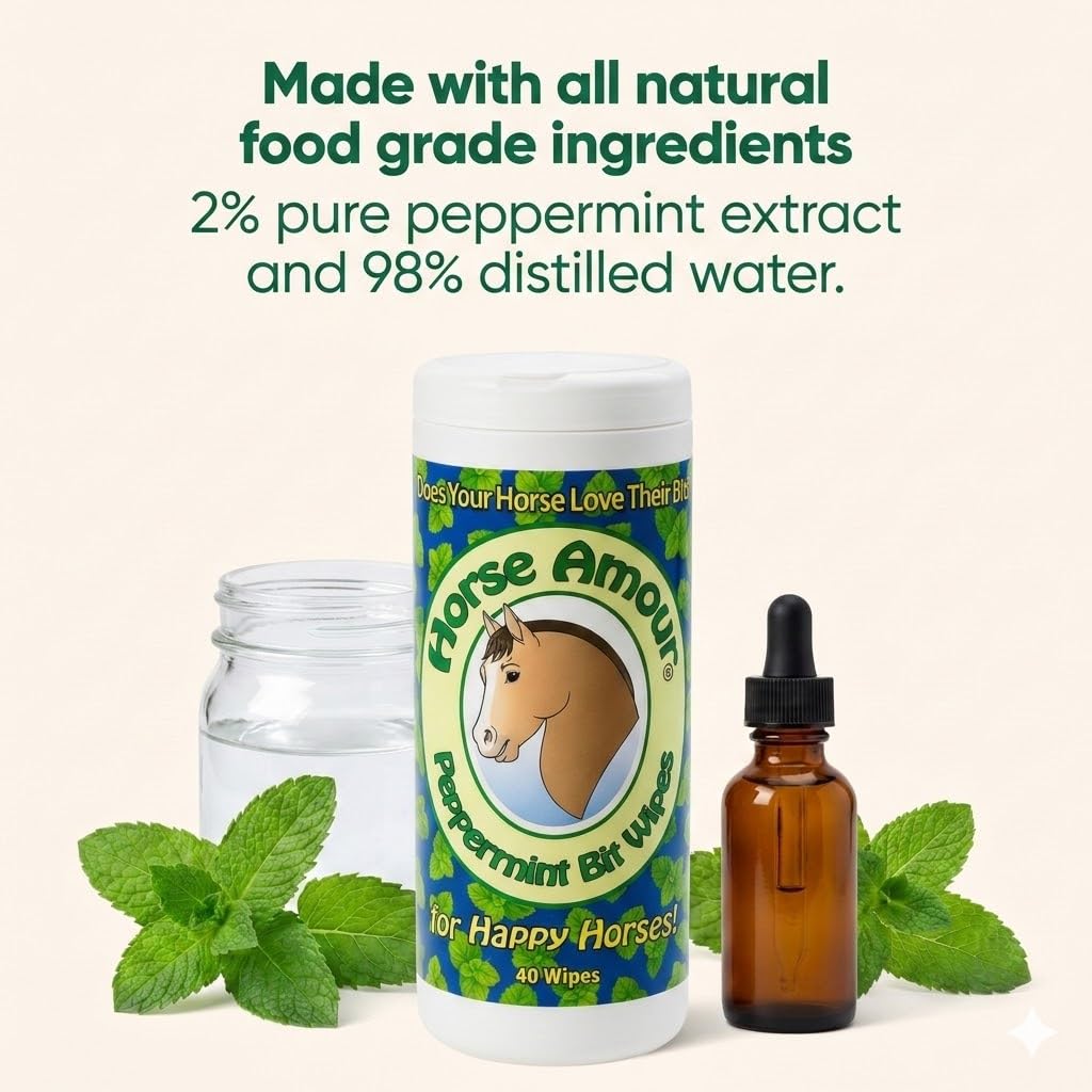 Horse Bit Wipes, Peppermint Scent, 40 Count