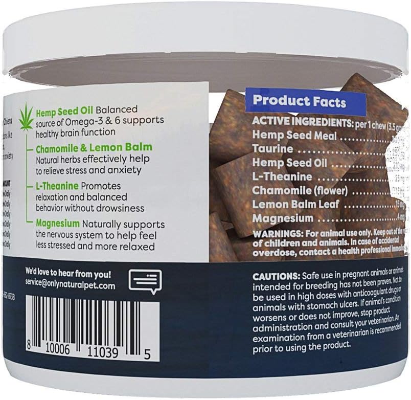 Only Natural Pet - Natural Hemp Soft Chew Bites for Dog Stress