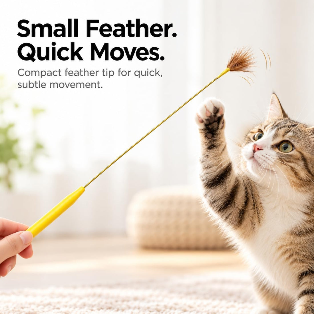 Cat Teaser Wands 2 Pack, Natural Feather, Two Feather Styles