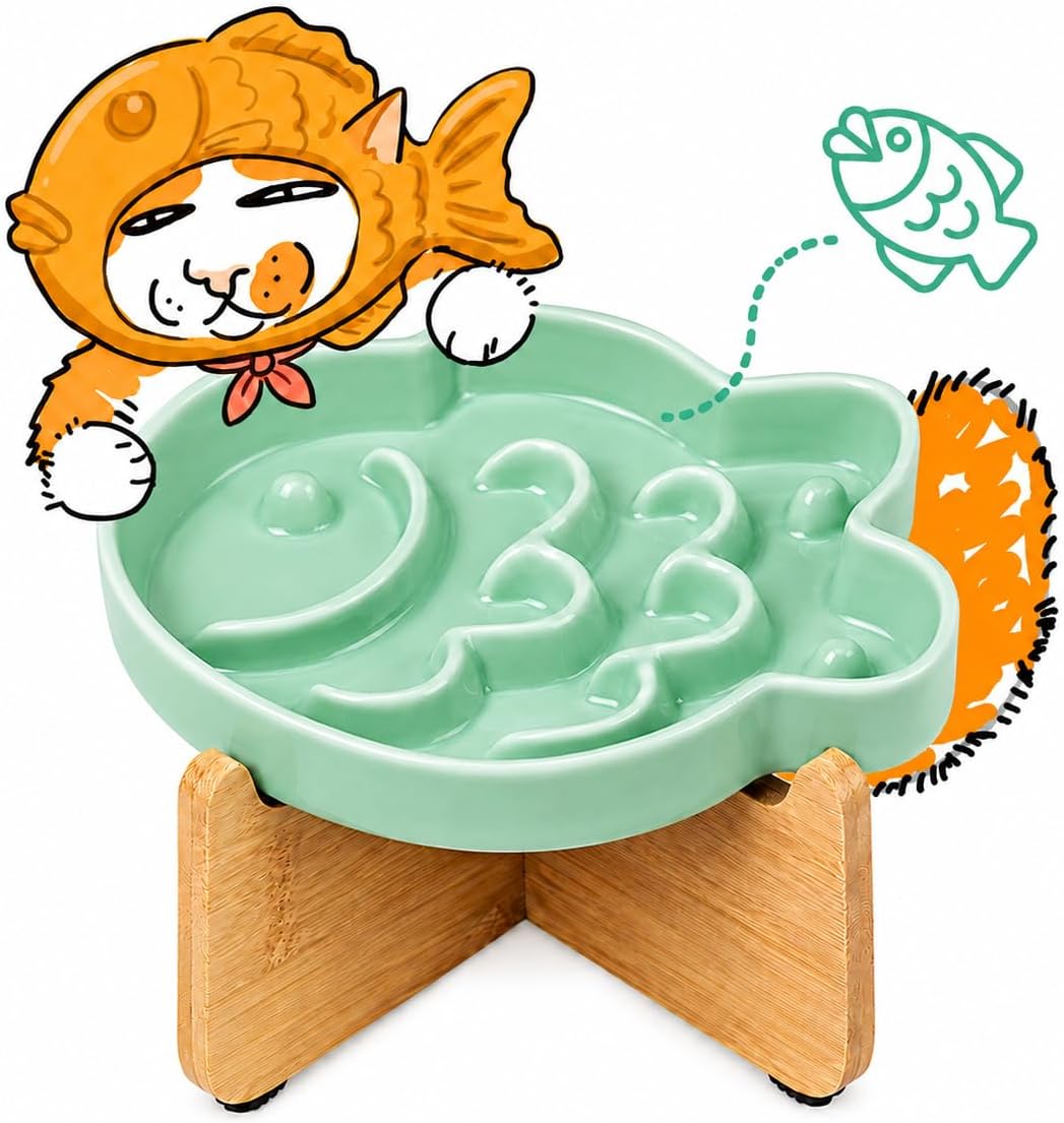 Elevated Slow Feeder Cat Bowl with Stand