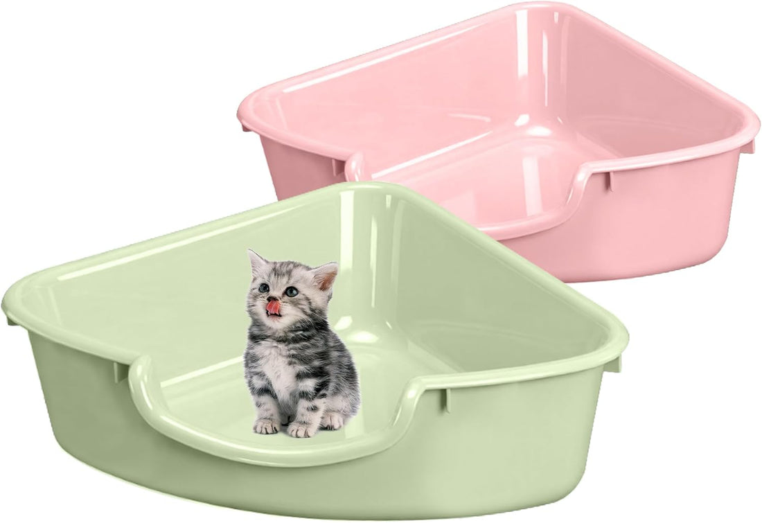 Corner Litter Box, Low Entry Kitten Litter Box for Small Cats