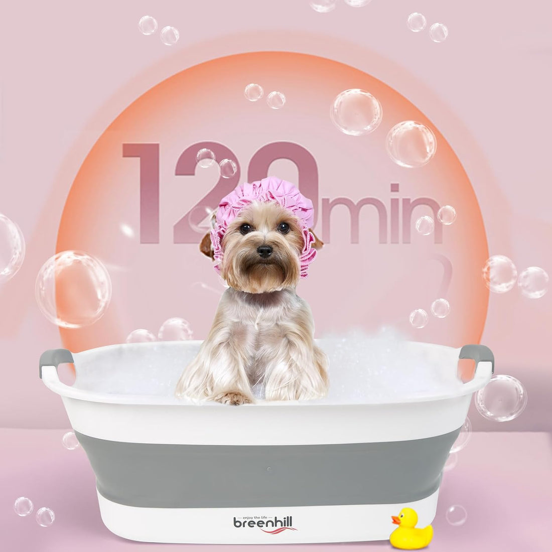 Collapsible Dog Bath Tub, Portable Puppy Bathtub with Drain Plug