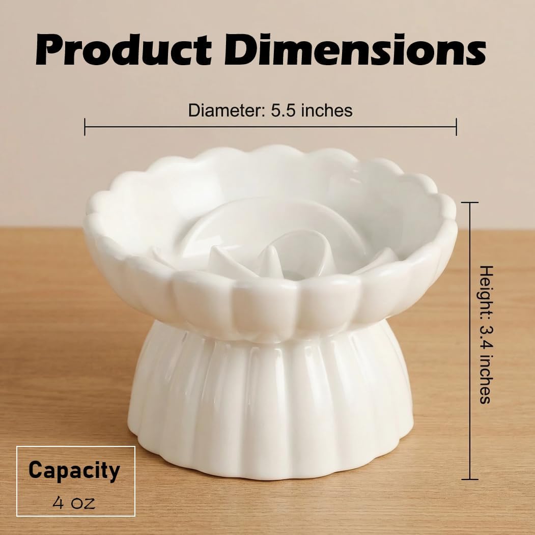 Ceramic Cat Slow Feeder, Raised Slow Feeder Cat Bowl