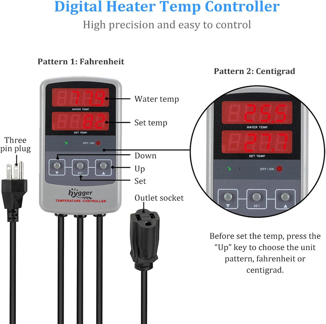 hygger Pinpoint Saltwater Aquarium Heater with Digital Thermostat IC