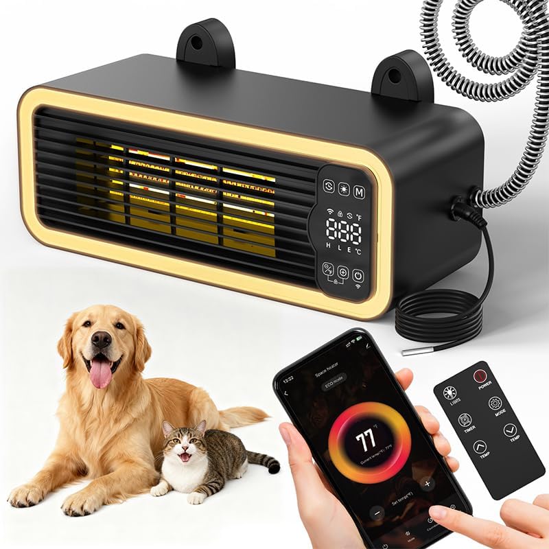 1200W WiFi Dog House Heater for Kennel with Thermostat, App Control