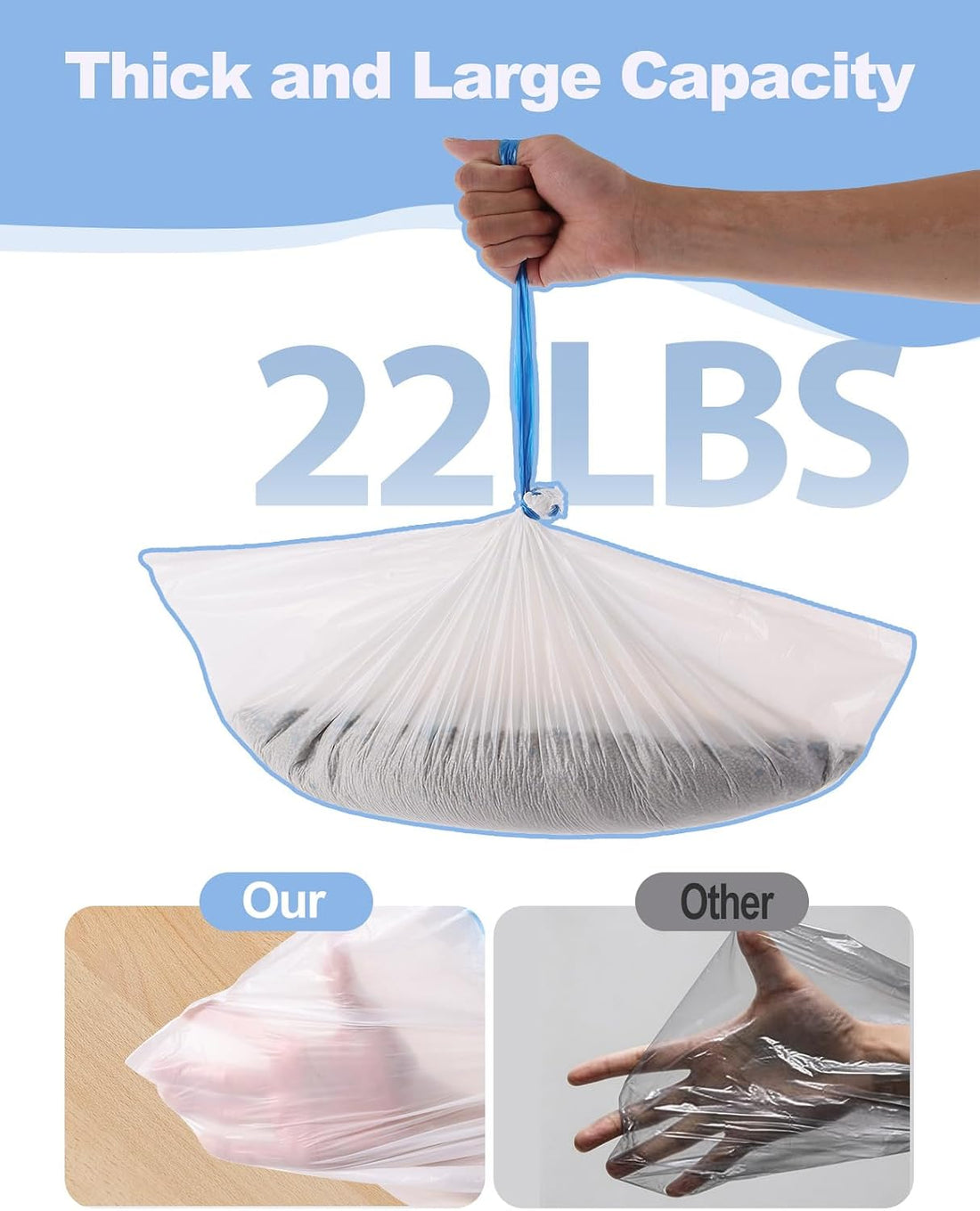 120 Count Drawstring Cat Litter Bags Compatible