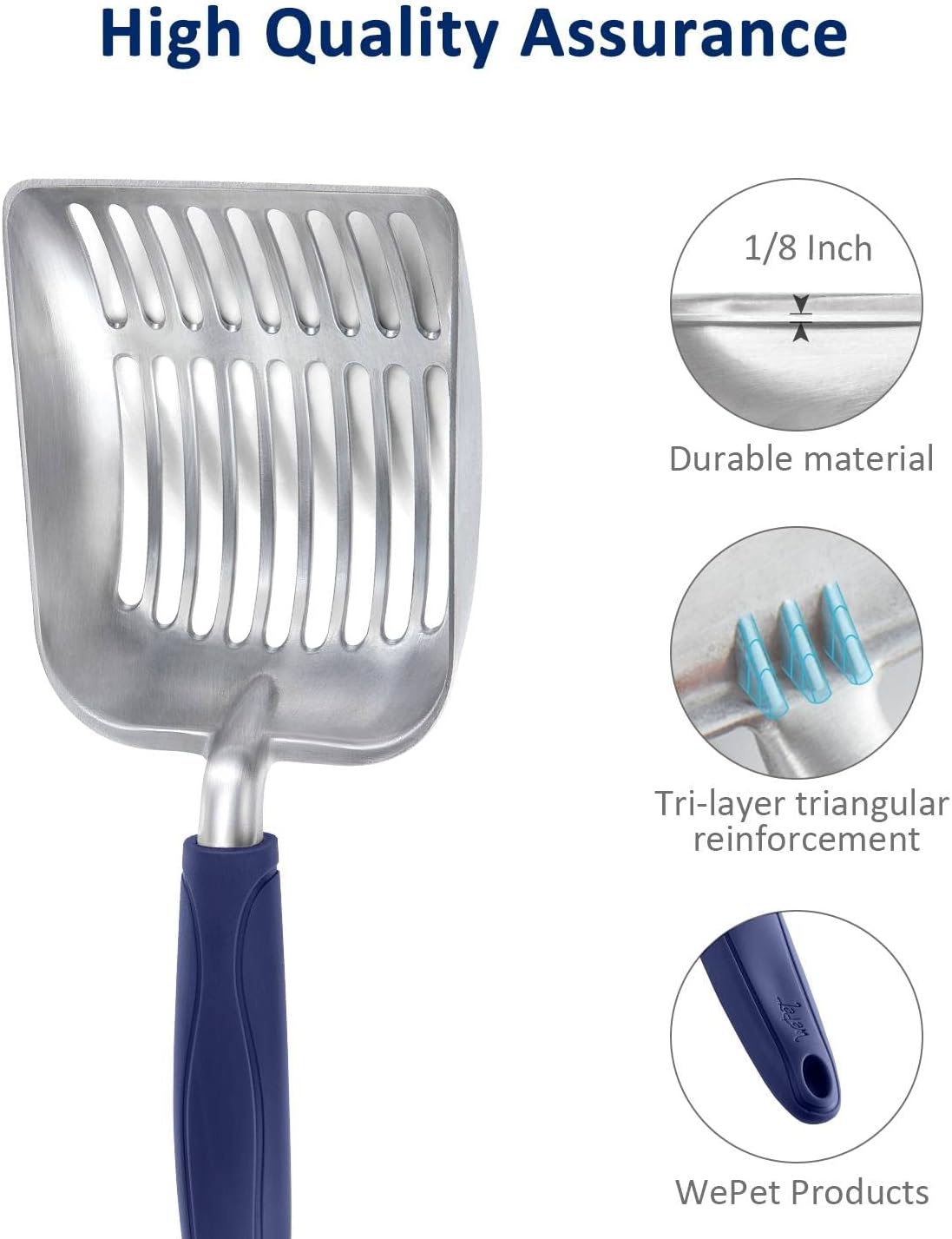 WePet Cat Litter Scoop, Aluminum Alloy Sifter, Kitty Metal Scooper