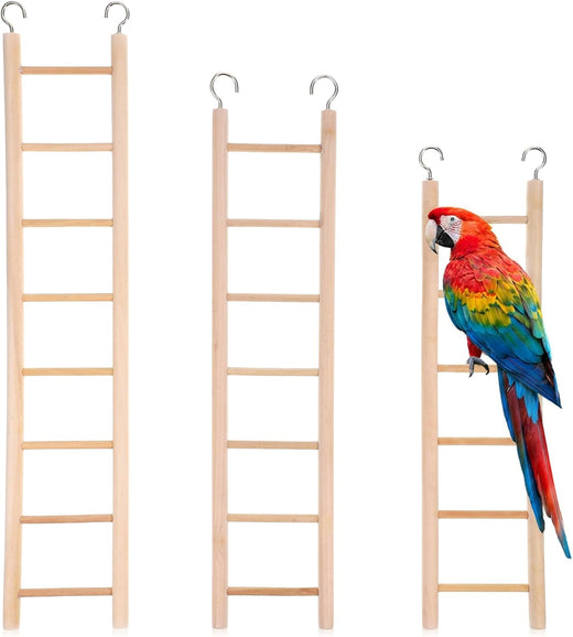 3 Pcs Natural Wooden Bird Cage Ladder Set 6 Step/7 Step/8 Step Bird