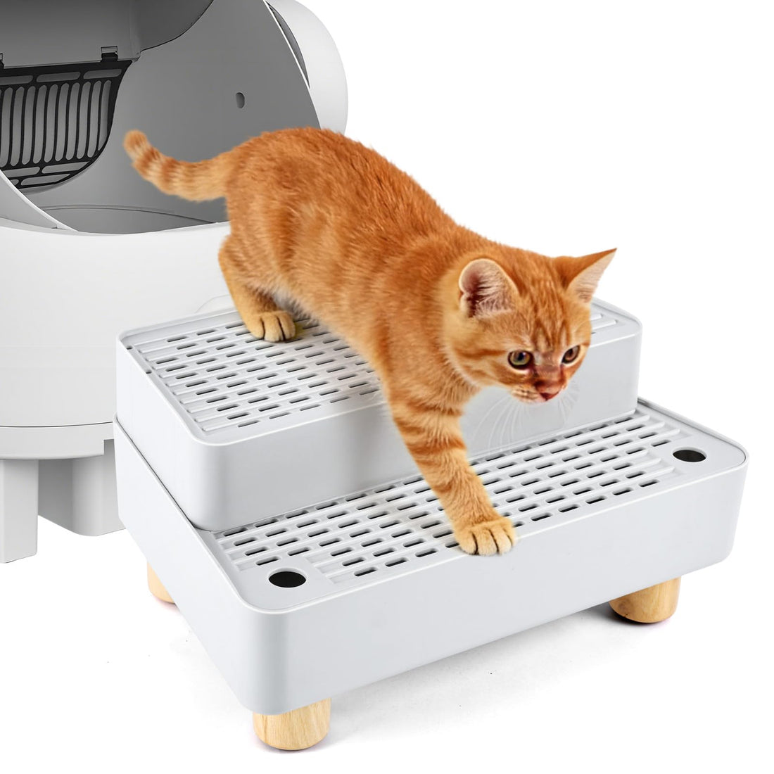 Adjustable 2 Steps Litter Box Ramp