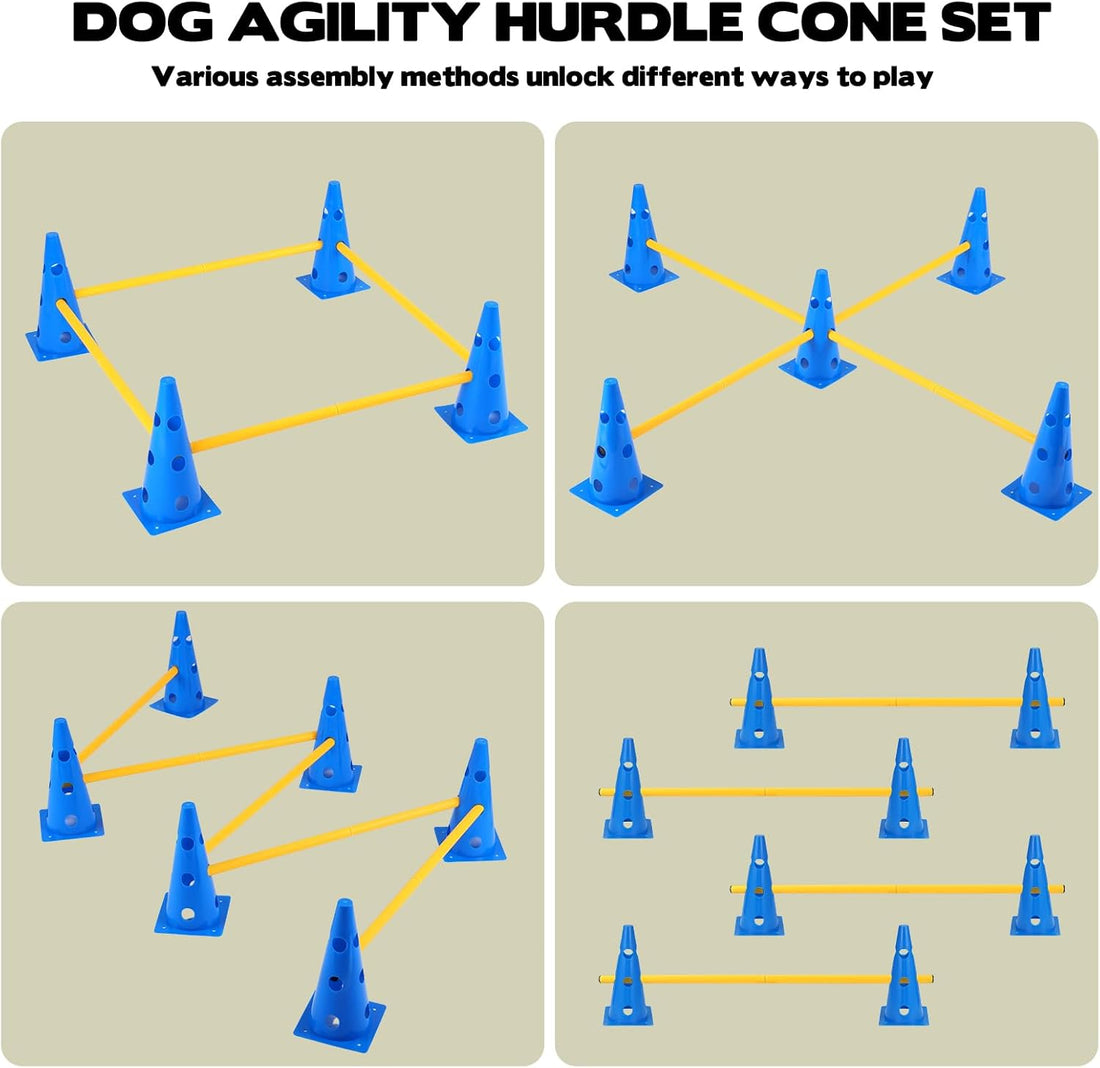 Dog Agility Hurdle Cone Set, 10er 12.5Inch Agility Cones and 5er
