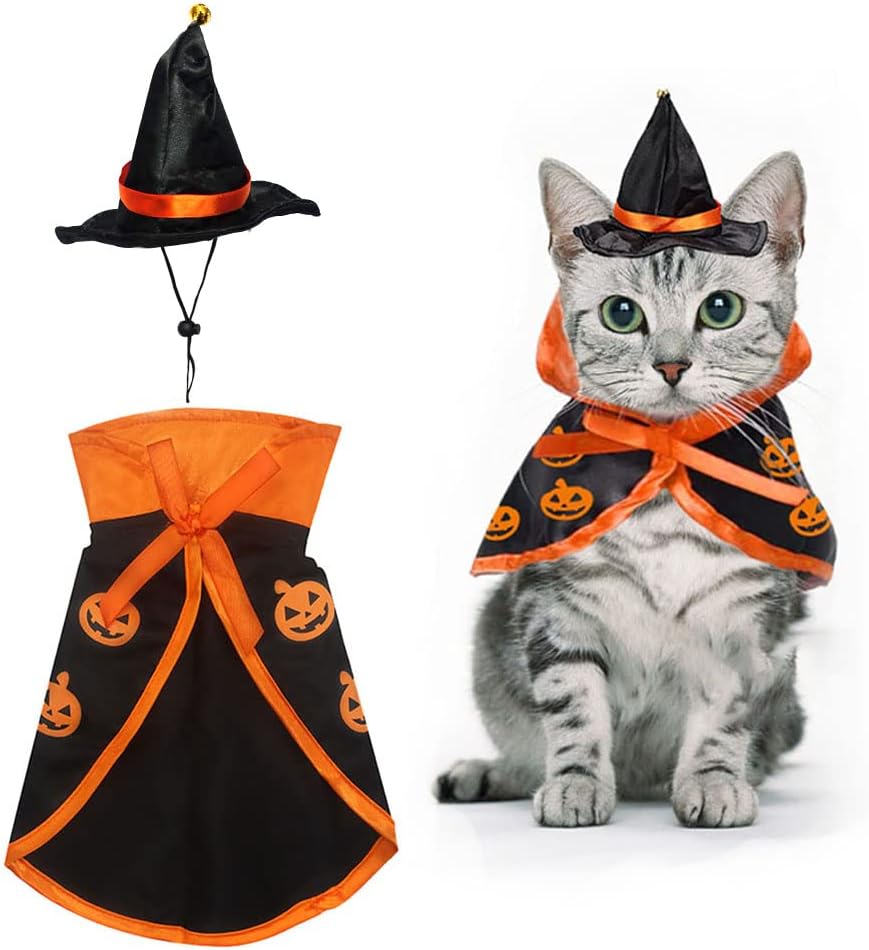 Halloween Cat Costume Cloak Witch Hat Pet Accessories Halloween