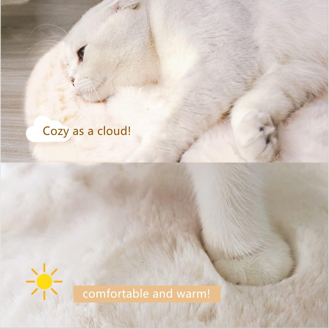 SHENGOCASE 2-Pack 10"x 20" Faux Rabbit Fur Cat Dog Bed Cushion Pad Mat