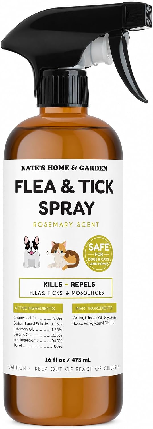Kate's Home & Garden Flea and Tick Spray for Dogs & Cats (16oz)