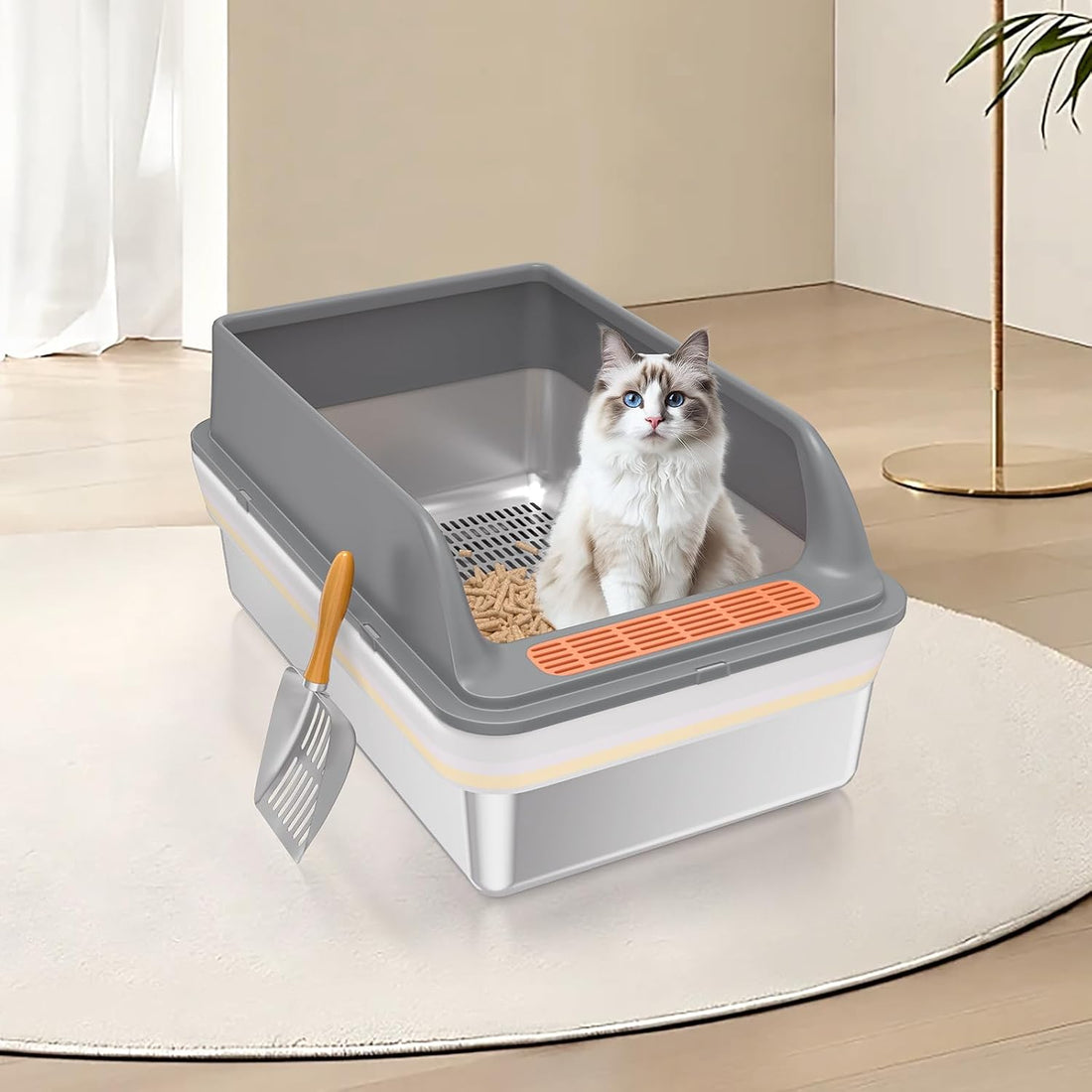 Stainless Steel Sifting Litter Box with Lid