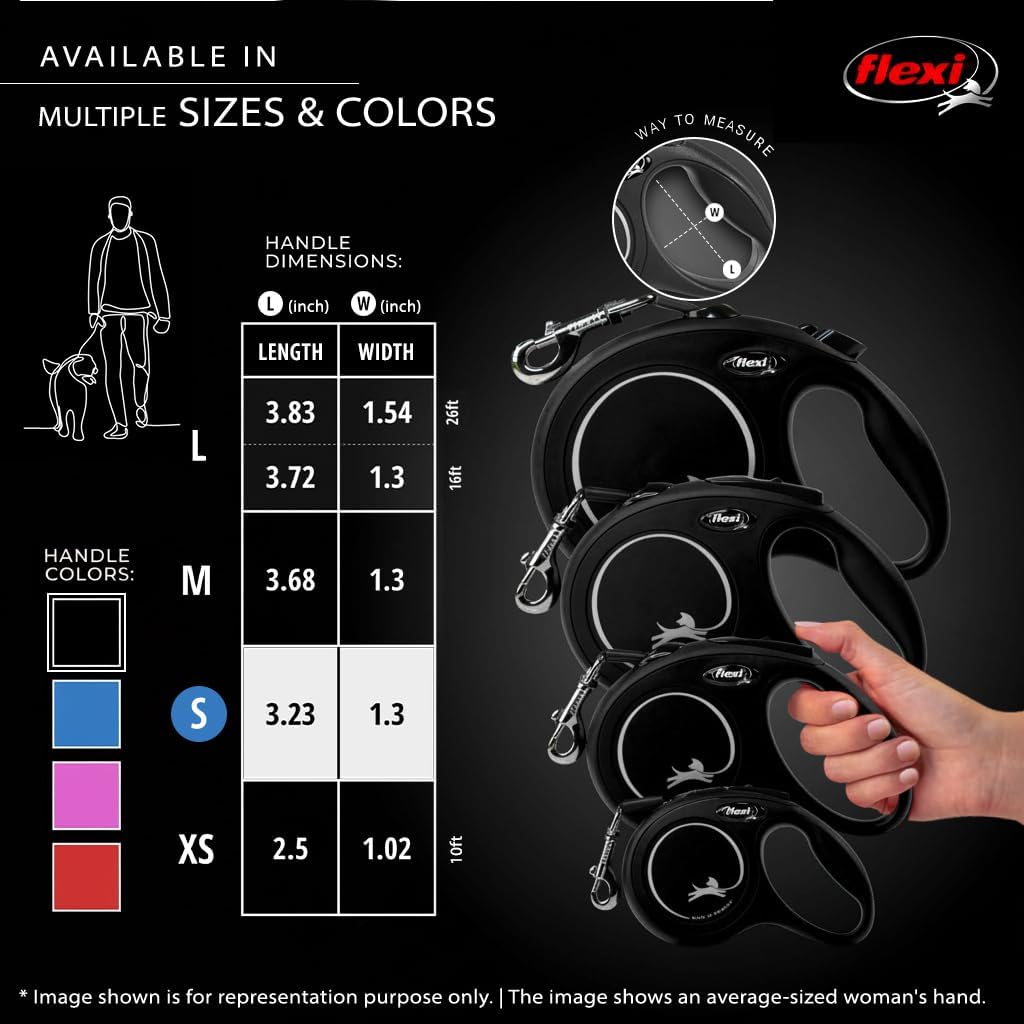 FLEXI® Classic Tape Retractable Dog Leash, Small, 16 ft - Black