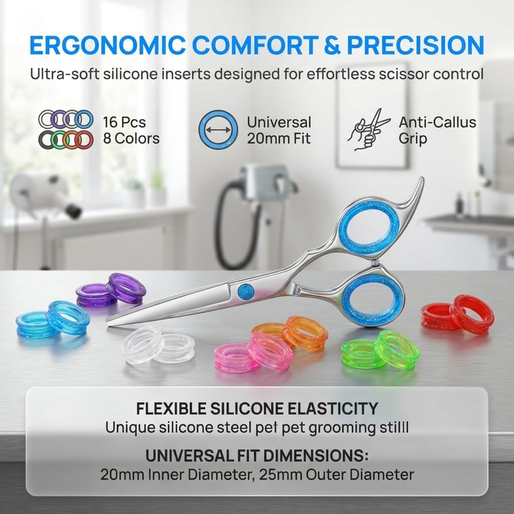 16Pcs Soft Silicone Scissors Finger Rings Silicone Pet Shears Ring