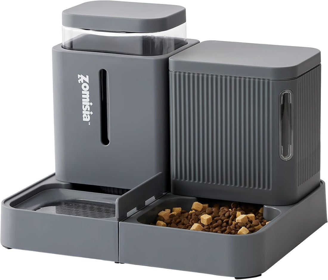 ZOMISIA Automatic Cat Feeder, Gravity Cat Food Dispenser, 0.8Gal x 2