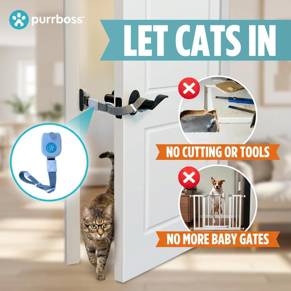 Adjustable Cat Door Latch to Keep Rooms Accessible for Pets