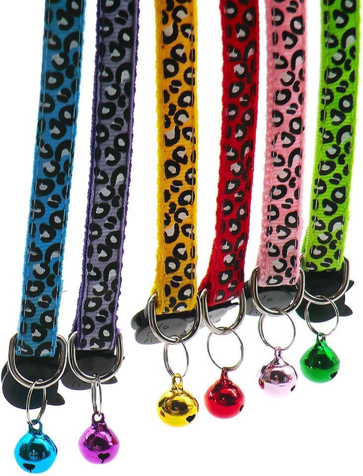 Reflective 2 Pack Breakaway Cat Collars with Bell Leopard Pattern