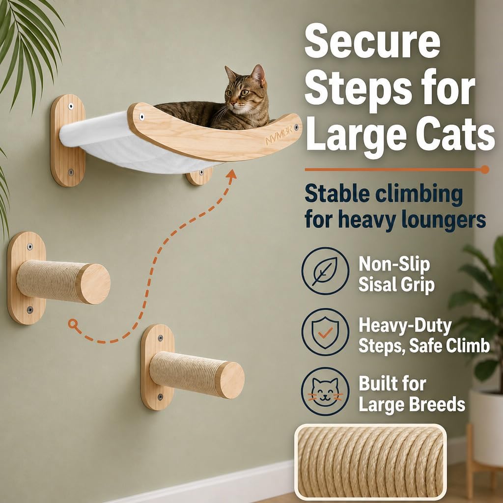 Cat Wall Shelf Bed Hammock with Sisal Stairs Set