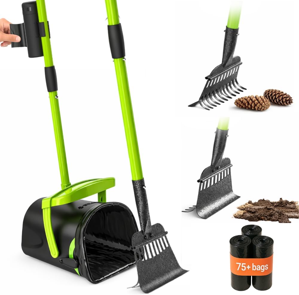 Pupzle Dry & Wet Dog Pooper Scooper with 40" Long Handle for Large