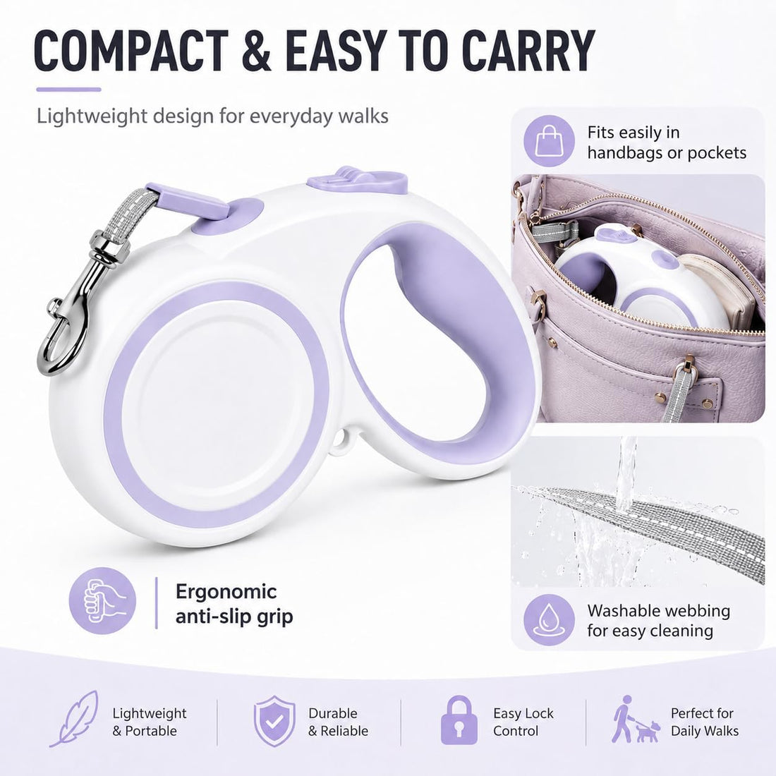 10-16FT,66LBS,Highly Reflective Retractable Dog Leash,M