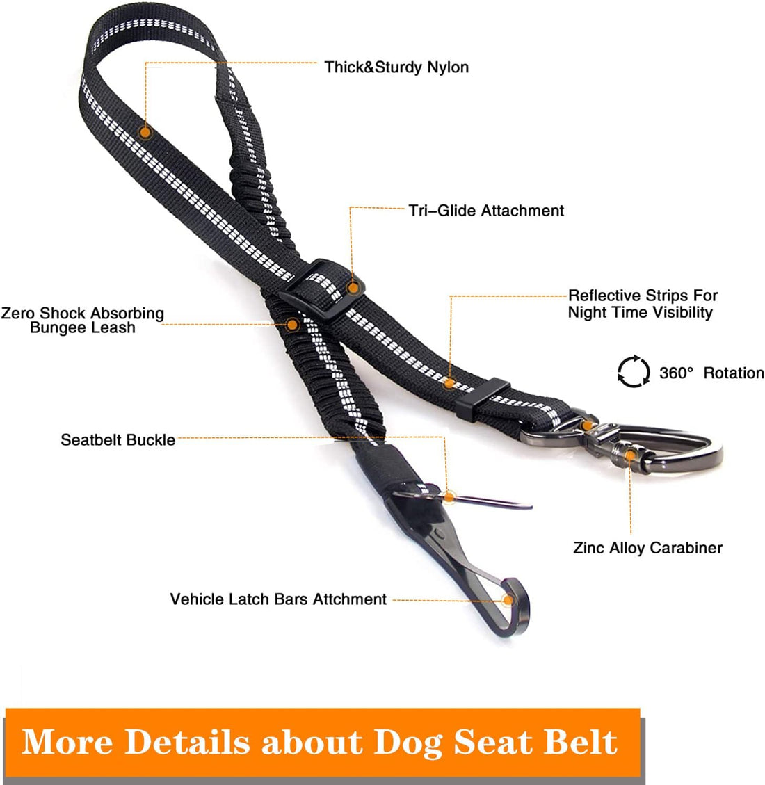 Dog Seat Belt,Adjustable Dog Seatbelt for Car,3 in 1 Dog Safety Belt